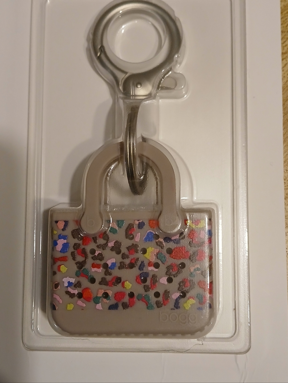 Bogg Bag NWT Multi Colored Leopard Print Bag Charm/Keychain - Picture 3 of 3